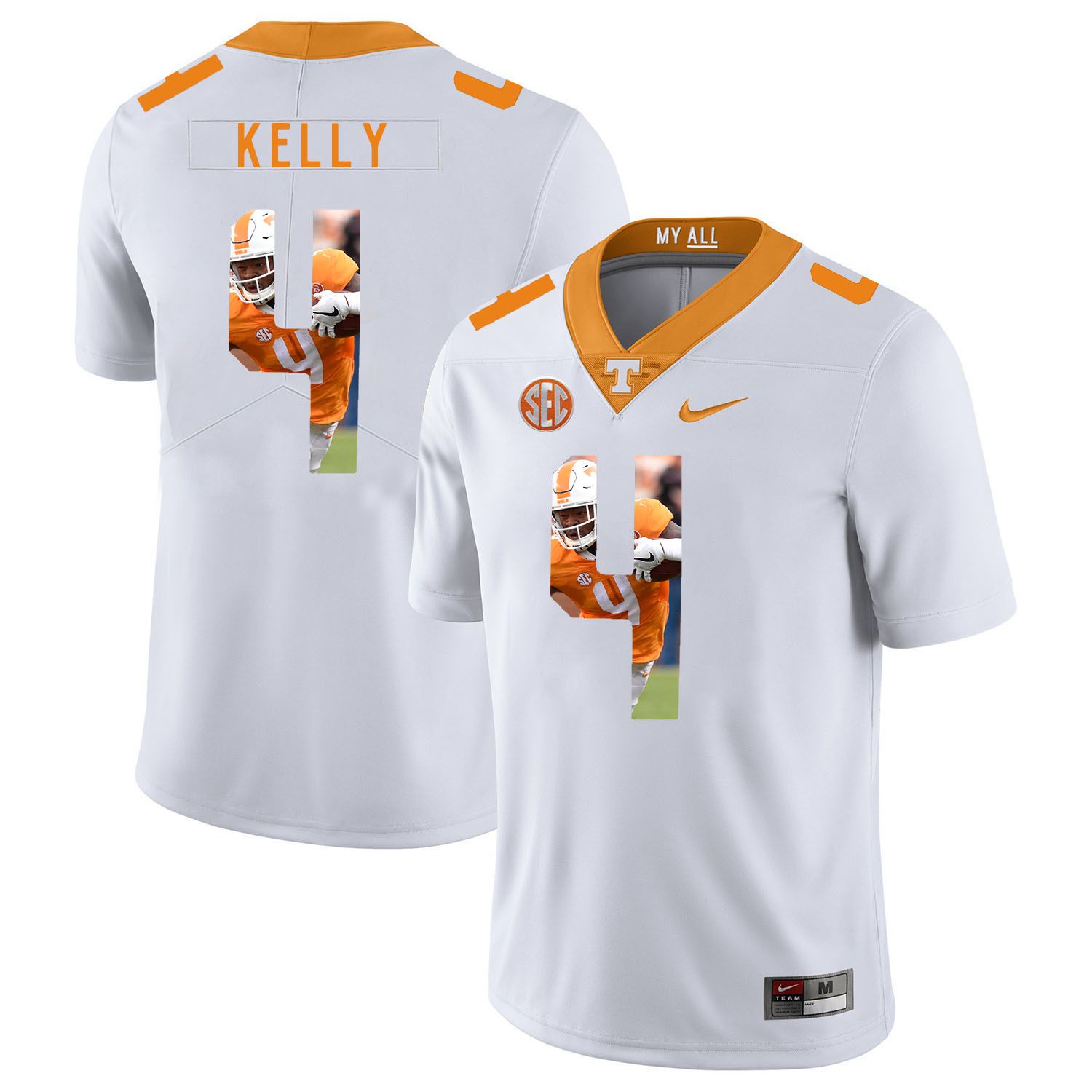 Men Tennessee Volunteers #4 Kelly White Fashion Edition Customized NCAA Jerseys->customized ncaa jersey->Custom Jersey